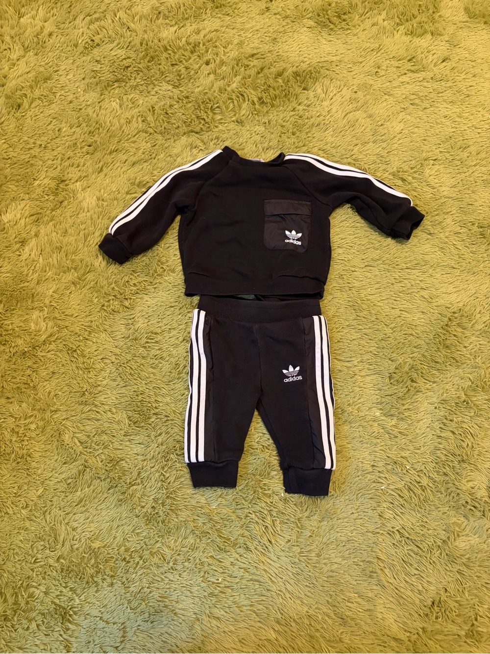 adidas Originals Black Kids 2-Piece Jogger Set with White Stripes